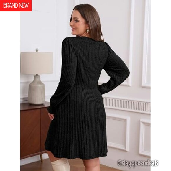 Long Sleeve Sweater Dress Casual Fall Fashion Stretchy Polyester Rayon - Picture 5 of 7